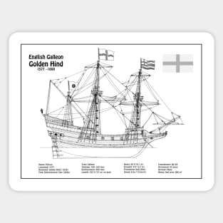 Golden Hind or Golden Hinde. Francis Drake Ship - BDL Sticker